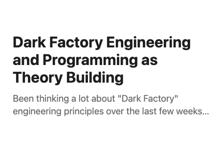 Dark Factory Engineering and Programming as Theory Building