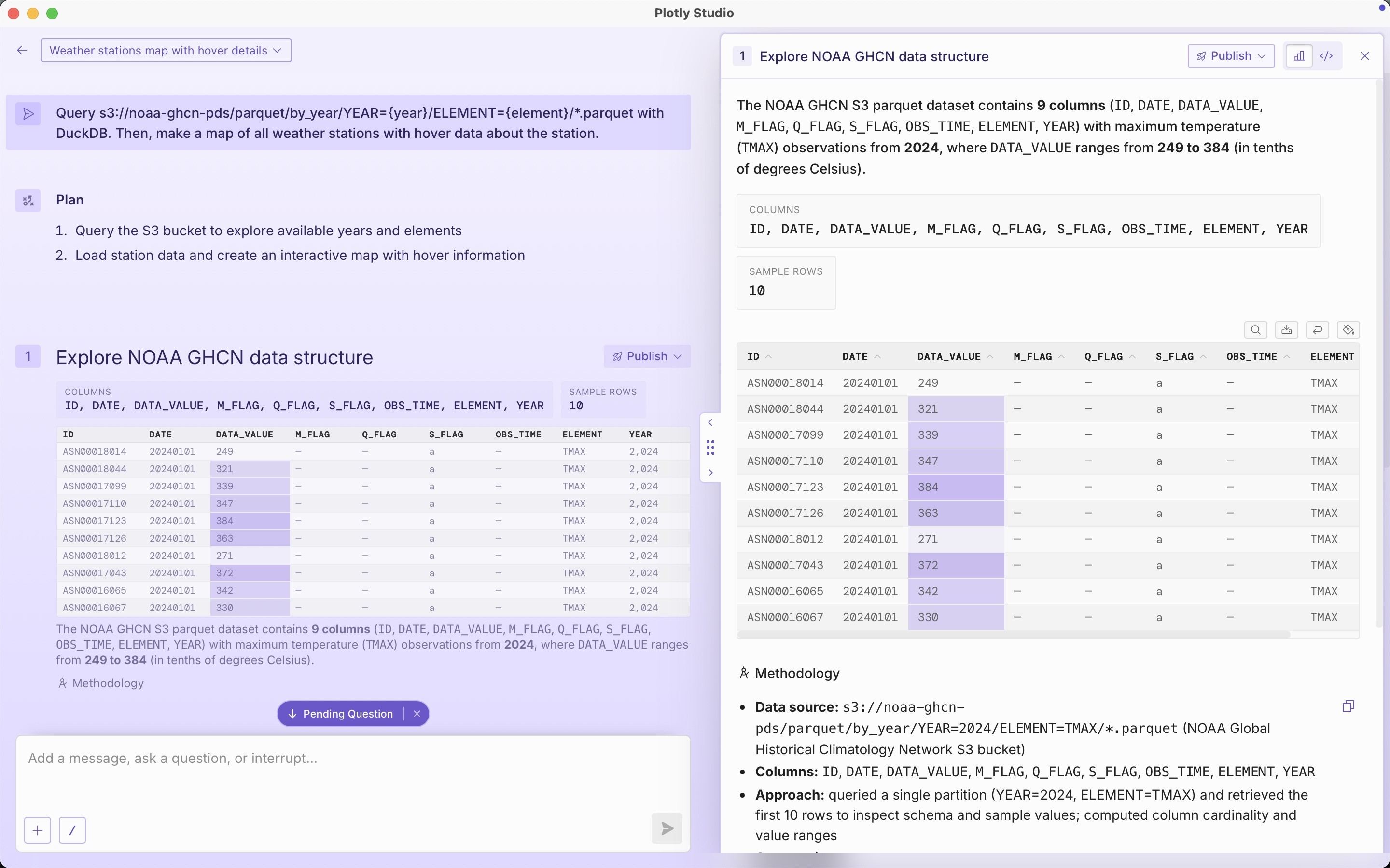 The start of a Plotly Studio session